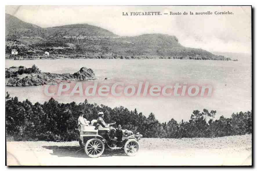 CPA La Figuerette Route de la nouvelle Corniche automobile à identifier