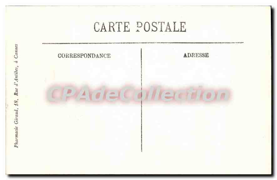 CPA Cannes Les Palmiers de la Croisette et le Mont Chevalier — Rückseite