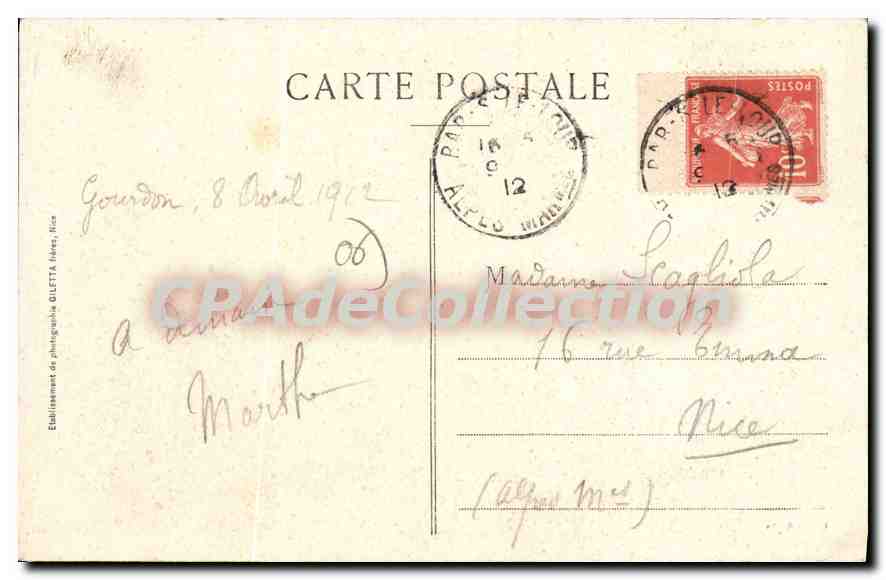 Gourdon (A.-M.) - Le vieux Château (alt. 760 m.) - Ligne du Sud de la France — Reverso