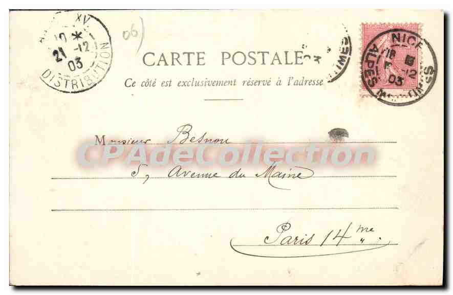 CPA Nice Le Marché — Rückseite