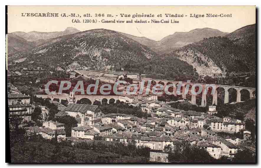 CPA L'Escarene Vue generale et Viaduc Ligne Nice Coni
