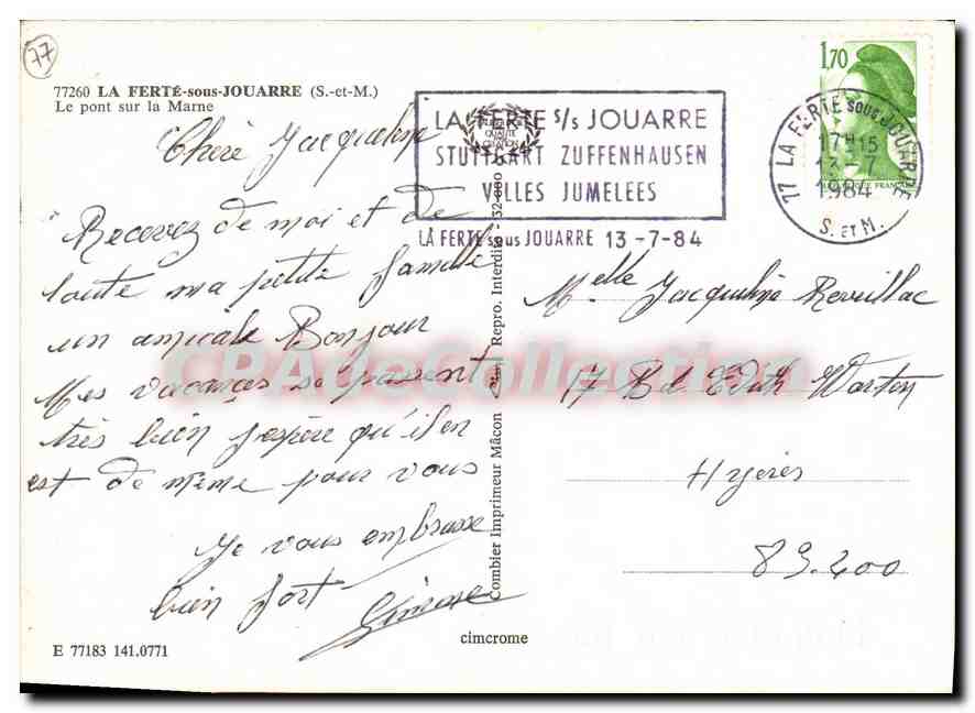 CPSM La Ferte sous Jouarre Le pont sur la Marne — Back