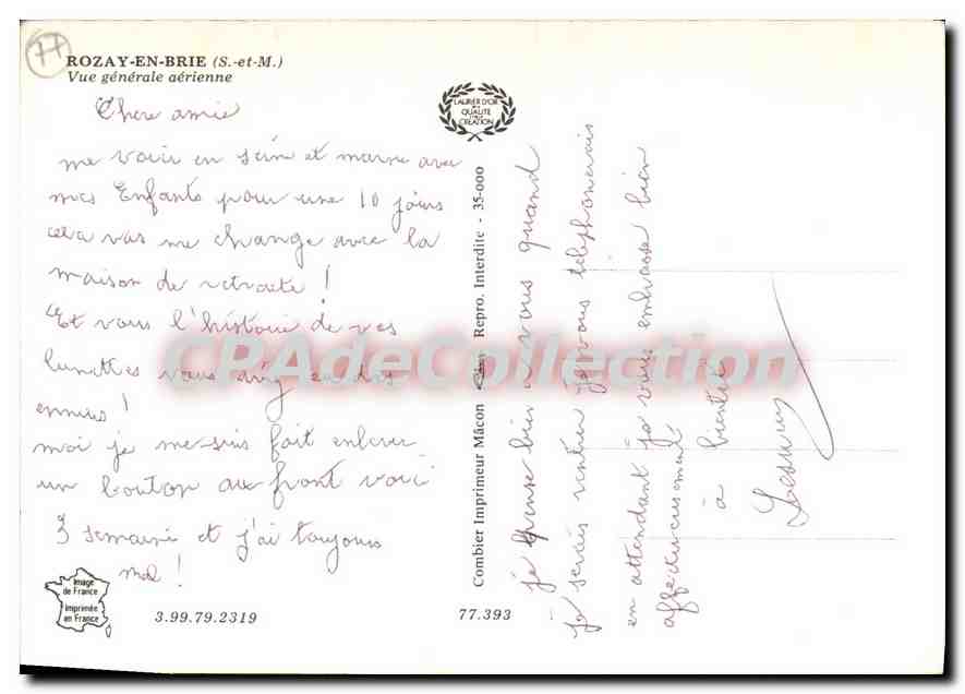 CPSM Rozay en Brie Vue generale aerienne — Back