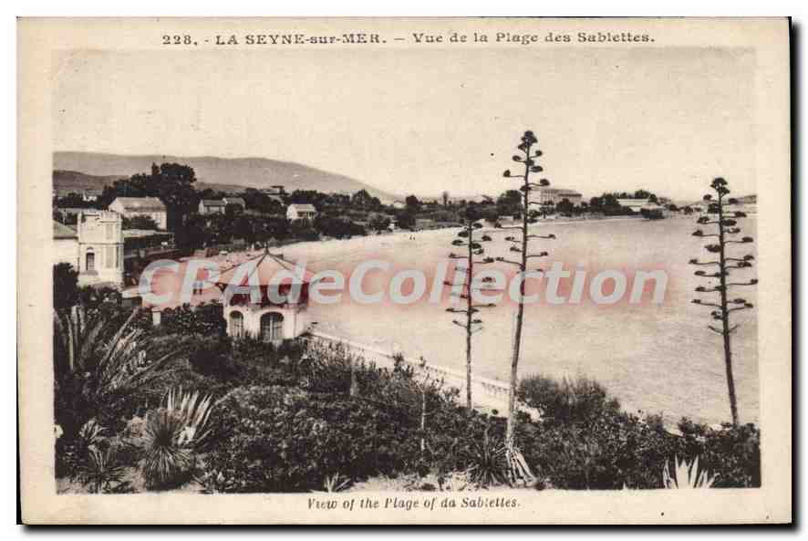 La Seyne-sur-Mer — Vue de la Plage des Sablettes — n° 228, éditeur Bonnet-Sourd, St-Hilaire-Tondon