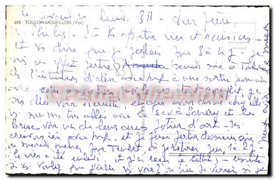 Mourillon — Souvenir du port et de la plage — Éditeur non identifié, n° de série non visible — Verso