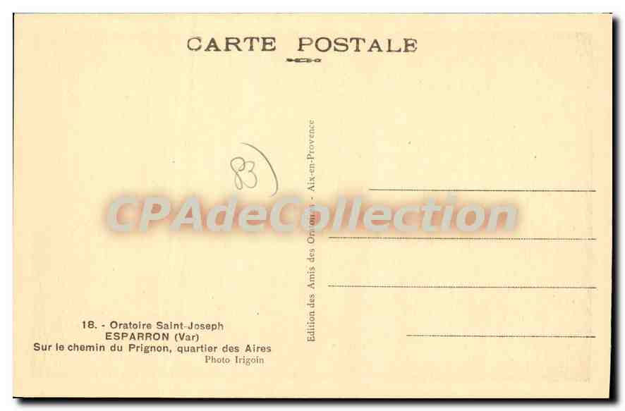CPA Esparron sur le chemin du Prignon quartier des Aires — Rückseite