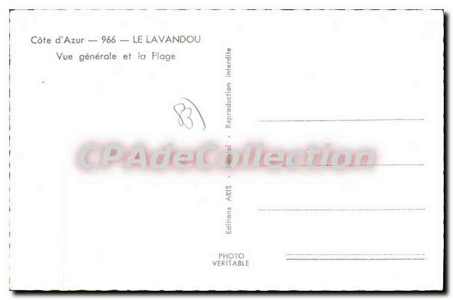Le Lavandou — Vue générale et la Plage — Éditions ARIS — Verso