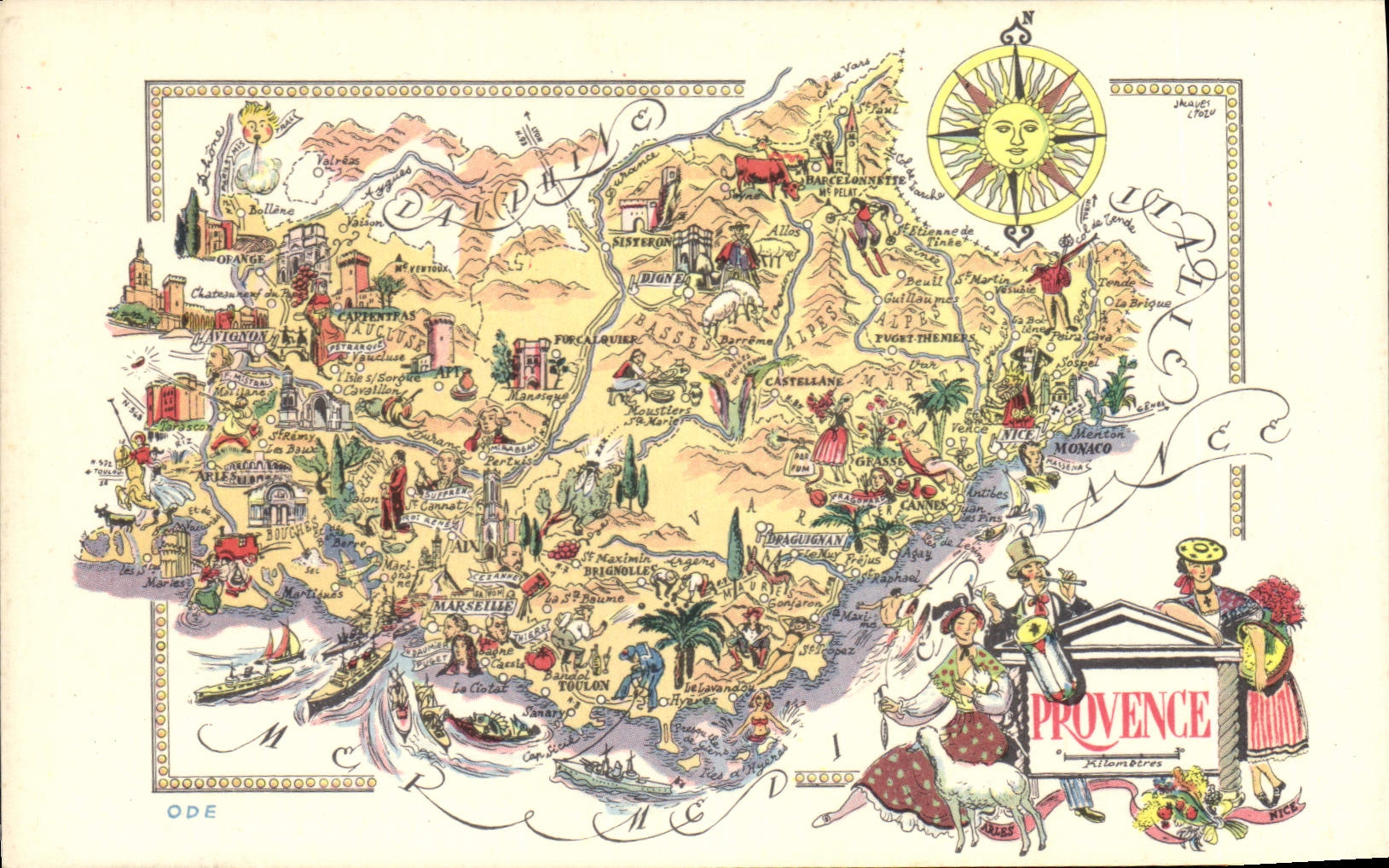 Carte postale illustrée de la Provence — éditeur JENNPJERRE 34 AV. RIELLE PARIS - Anverso