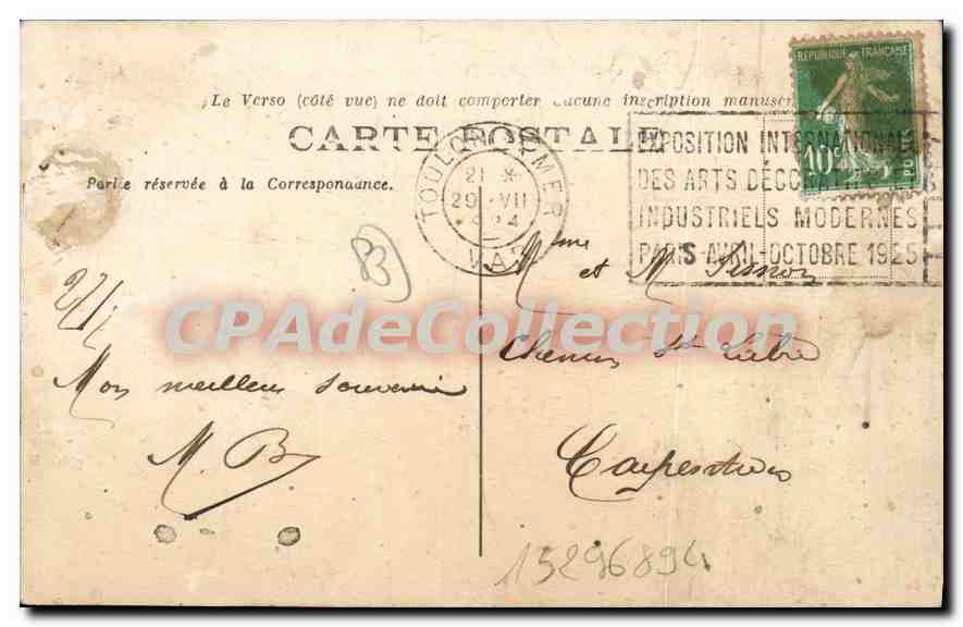 CPA St Mandrier Var Hopital et Hotel Restaurant du Chateau Vert  — Rückseite