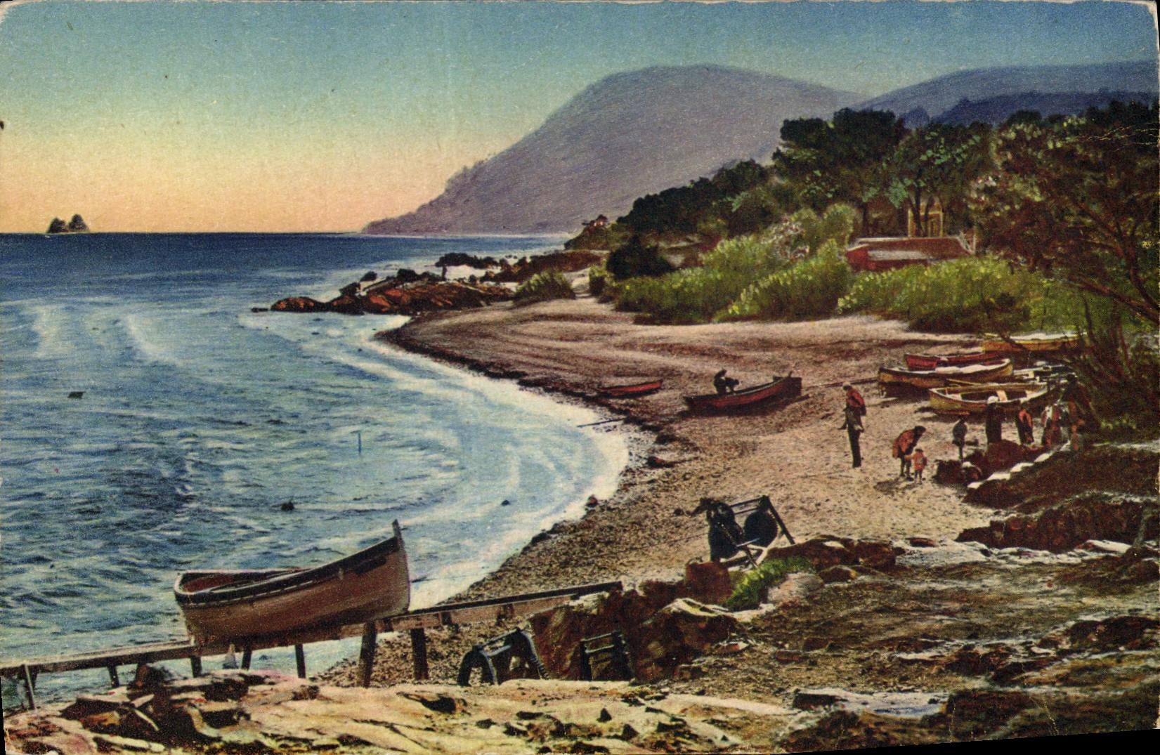 Plage de la Côte d'Azur — vue de la baie — Éditions Léon Daria, Toulon - Anverso