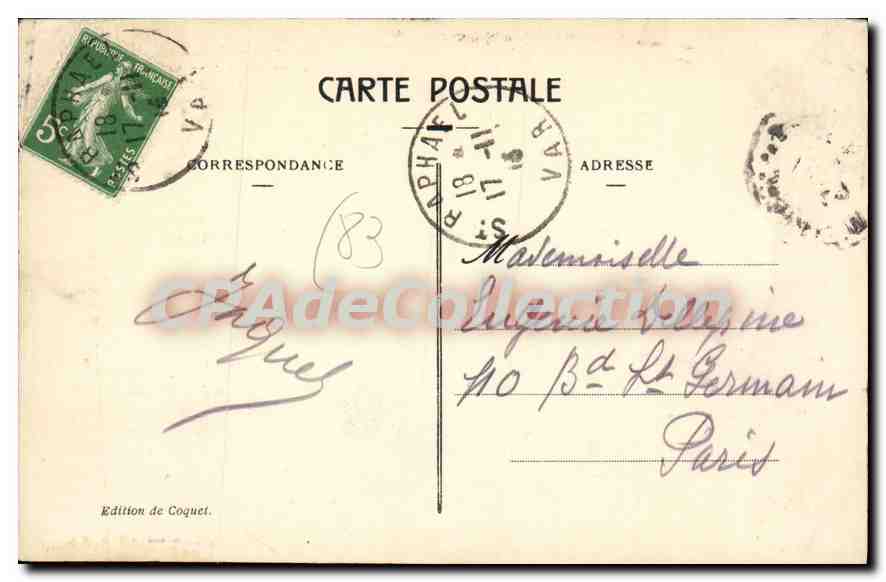 Plage du Corail - Le Lion de Terre — Saint-Raphaël, Côte d'Azur — Édition de Coquet — Verso