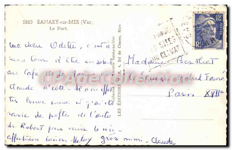 CPA Sanary sur Mer Var Le Port  — Verso