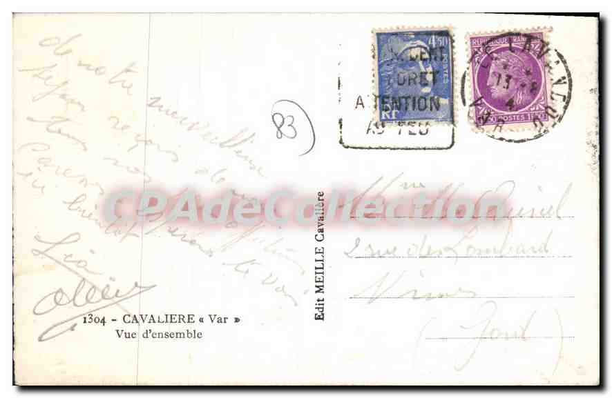 CPA Cavaliere Var Vue d'ensemble  — Rückseite