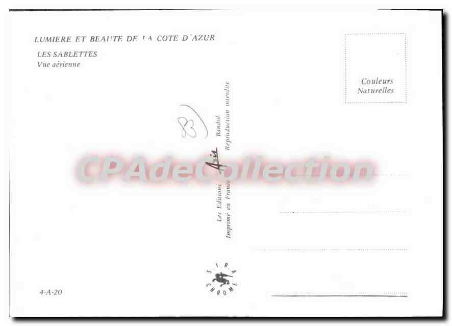 Les Sablettes — Luftbild — Les Éditions Chromé, Nr. 4-A-20 — Rückseite