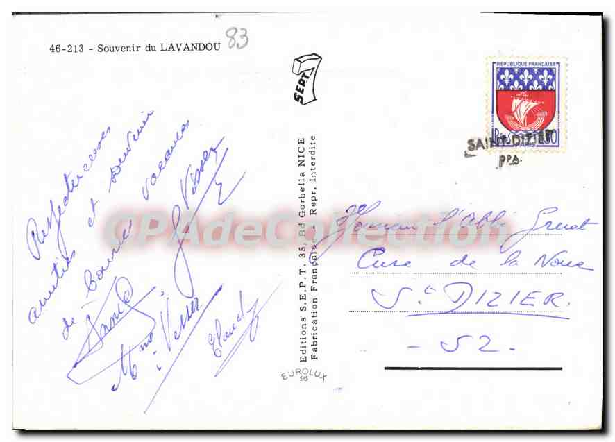 Lavandou — Souvenir du Lavandou — Éditions S.E.P.T. 46-213 — Reverso