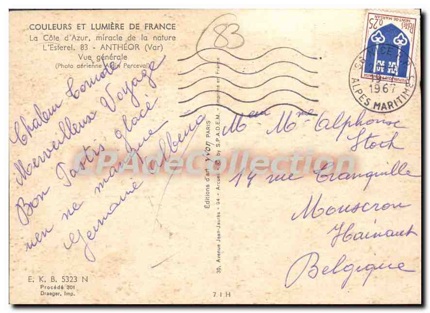 CPSM La Cote d'Azur miracle de la nature l'Esterel Antheor Var Vue generale  — Rückseite