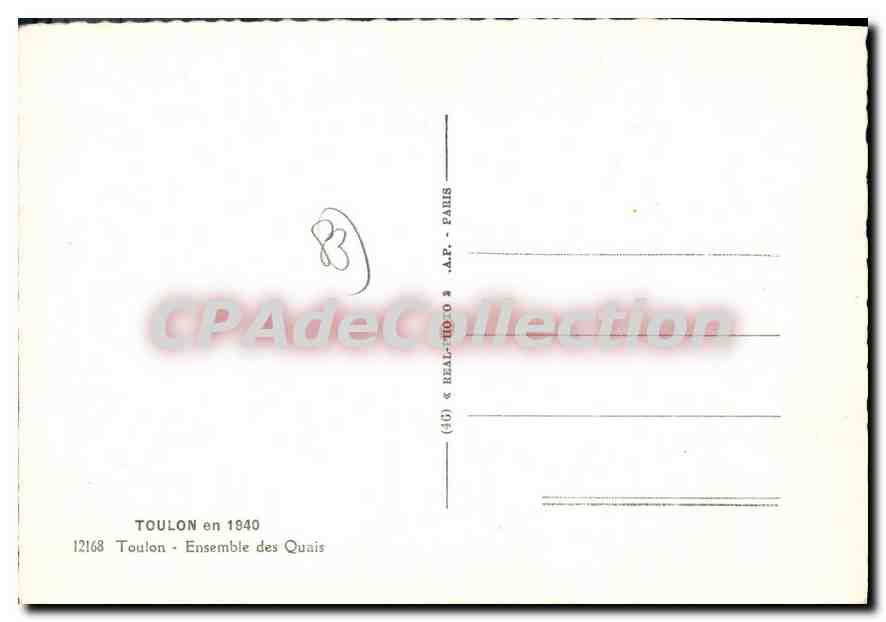 Toulon — Ensemble des Quais — A.P. Paris n°12168 — Verso