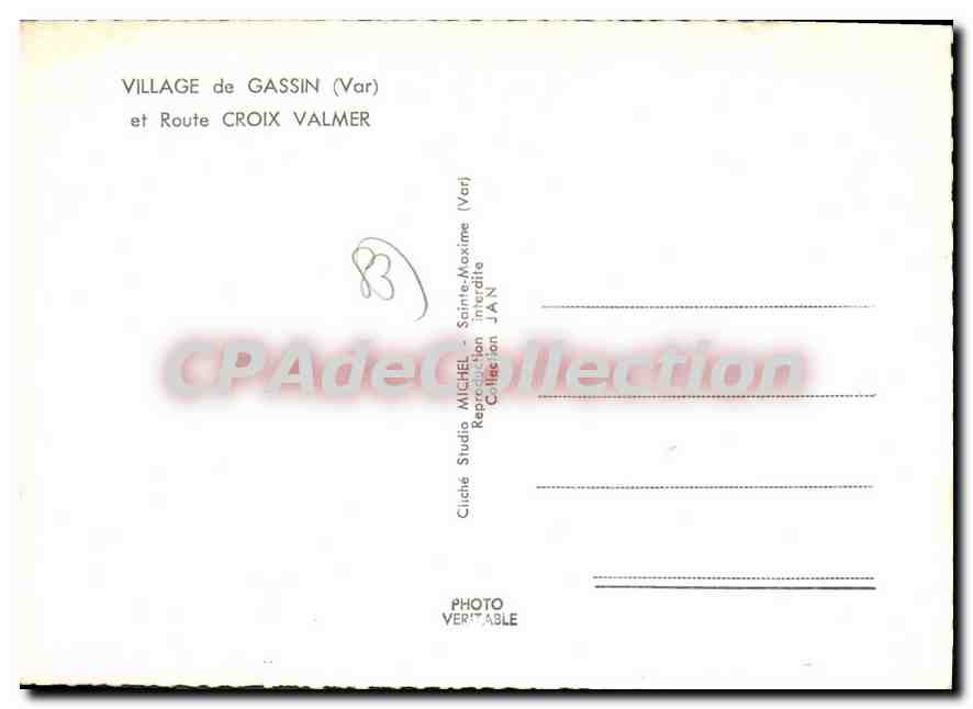 CPSM Village de Gassin Var et Route Croix Valmer  — Verso