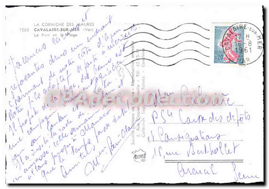 Cavalaire-sur-Mer - Le Port et la Plage — Éditions de France, n° 7588 — Reverso