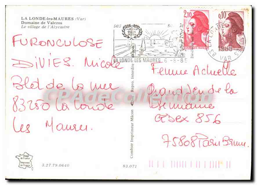 CPSM La Londe les Maures Var Domaine de Valcros Le village de l'Alycastre  — Rückseite