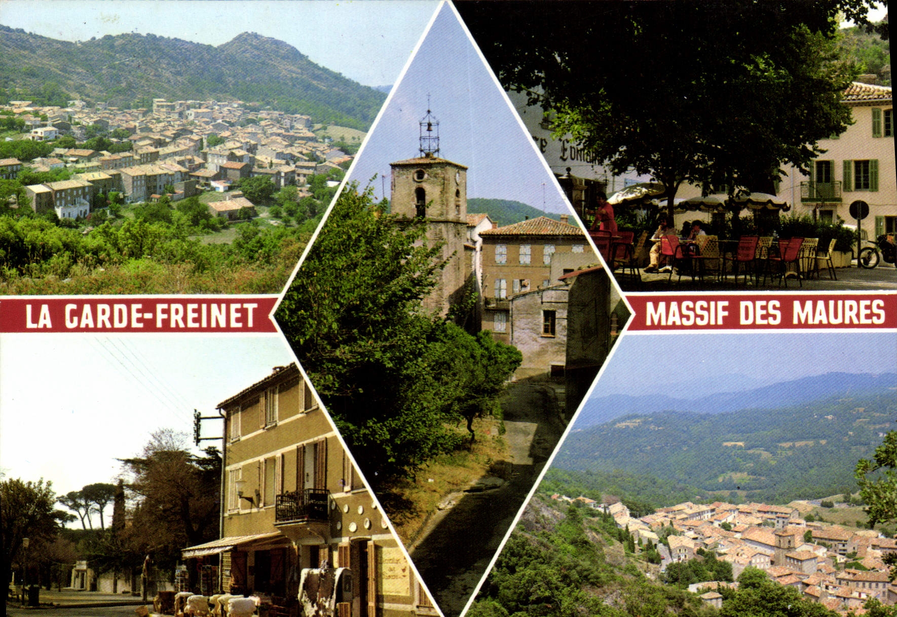 La Garde-Freinet — vue générale, place de la Claire Fontaine, clocher de l'église — ESYs Marque déposée, Azurcâlin 45, bd de la Madeleine N°65
