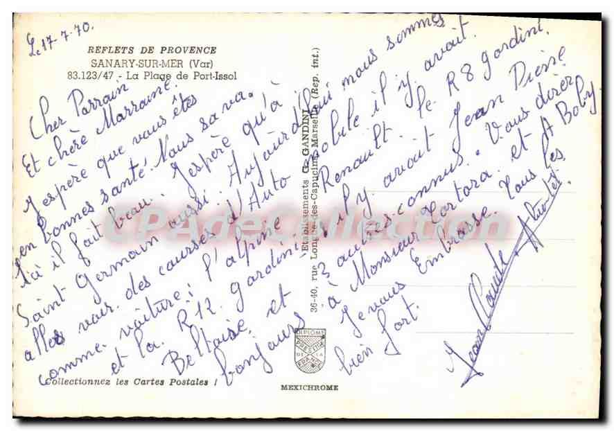 Plage de Port-Issol — Sanary-sur-Mer — éditeur IRIS, n° 83.123/47 — Verso