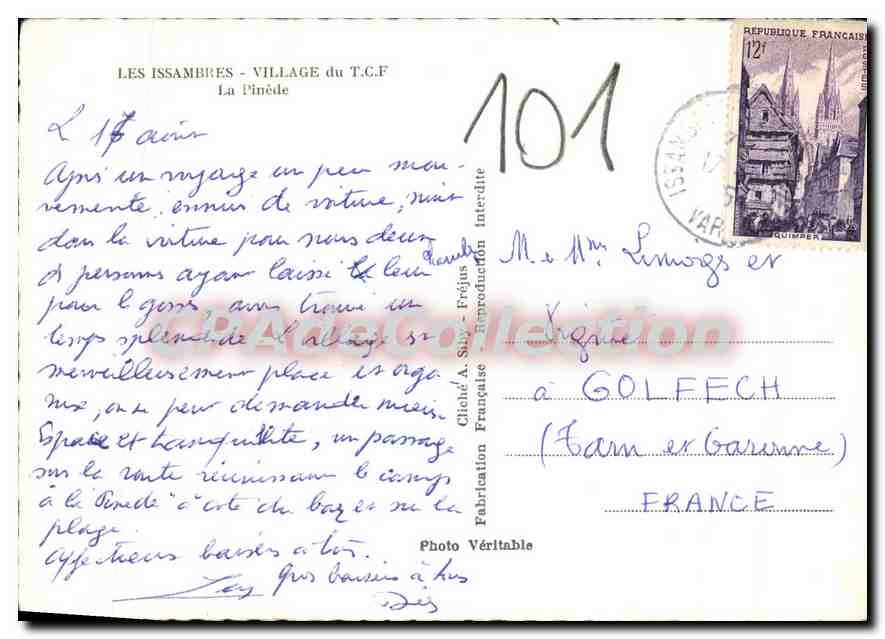 CPSM Les Issambres Village du T C F La Pinede  — Rückseite
