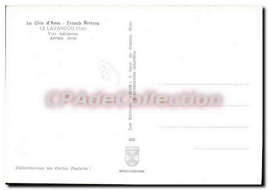 La Côte d'Azur - French Riviera - LE LAVANDOU (Var) - Vue aérienne - Éditions MAR - n°422 — Reverso