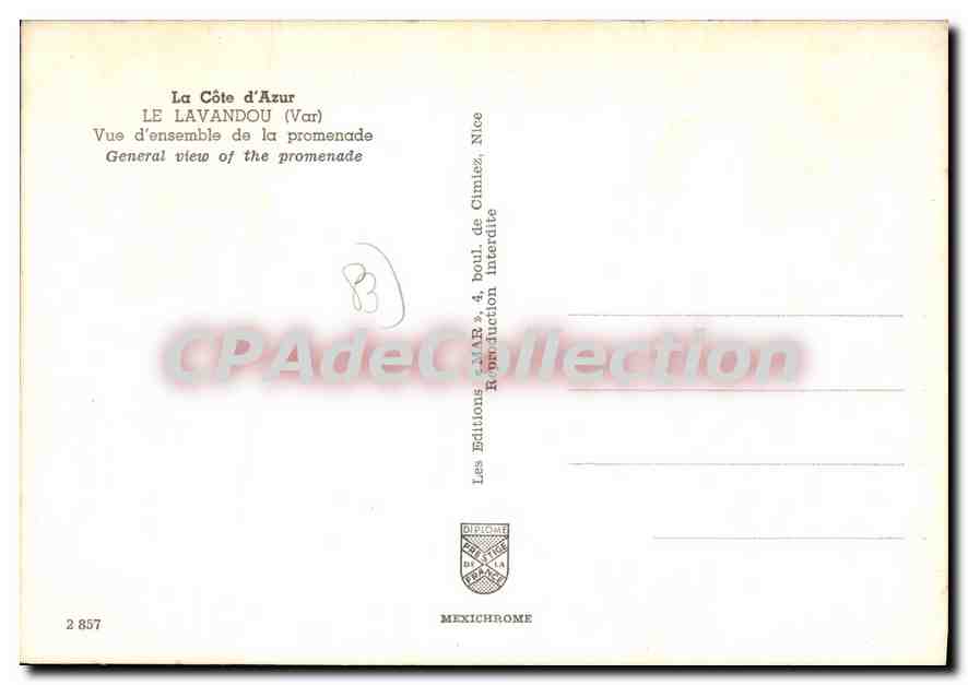 La Côte d'Azur — LE LAVANDOU (Var) — IRIS — Verso
