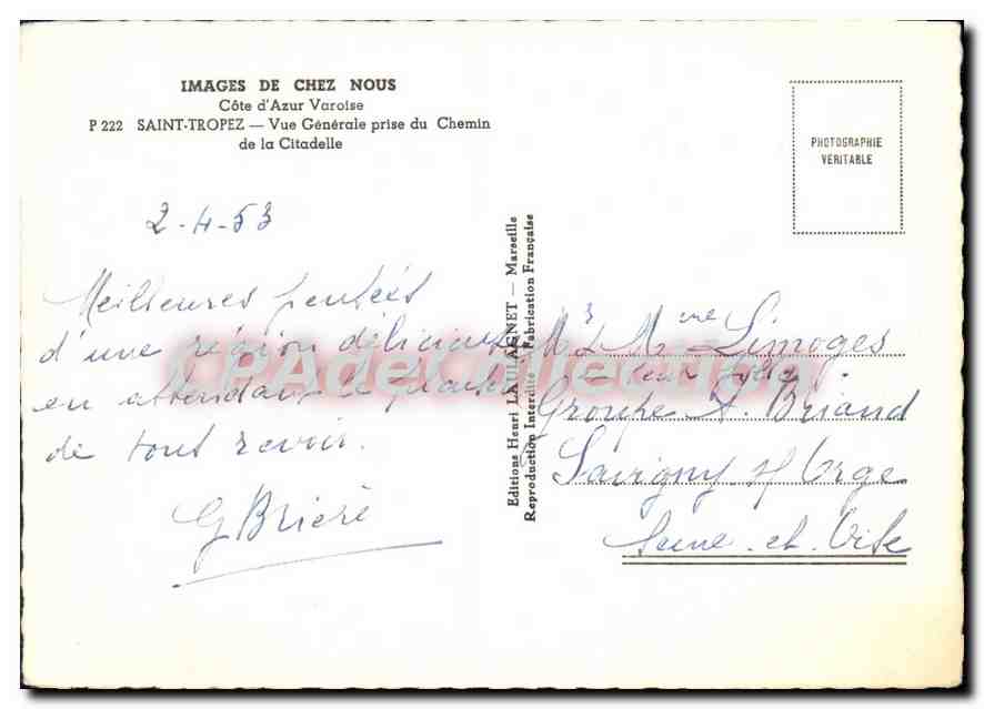 Saint-Tropez — Vue Générale prise du Chemin de la Citadelle — Éditions Henri LAURENET — Reverso
