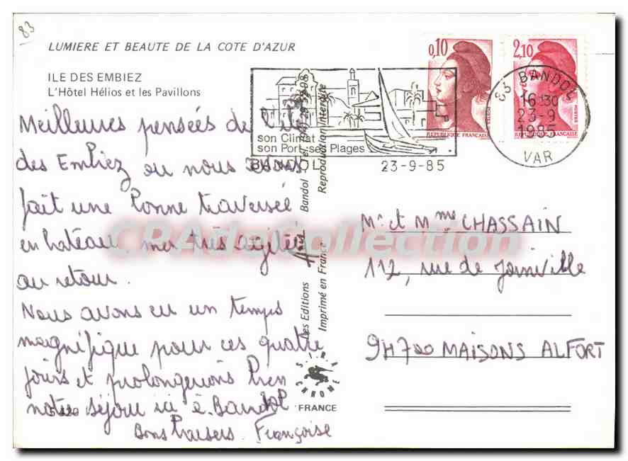 Ile des Embiez — L'Hôtel Hélios et les Pavillons — Éditions des Pavillons — Verso