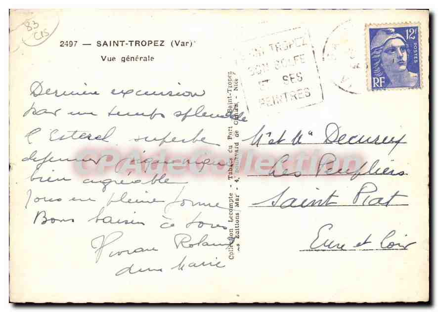 Saint-Tropez (Var) — Vue générale — Éditions Lecompte, n°2497 — Reverso