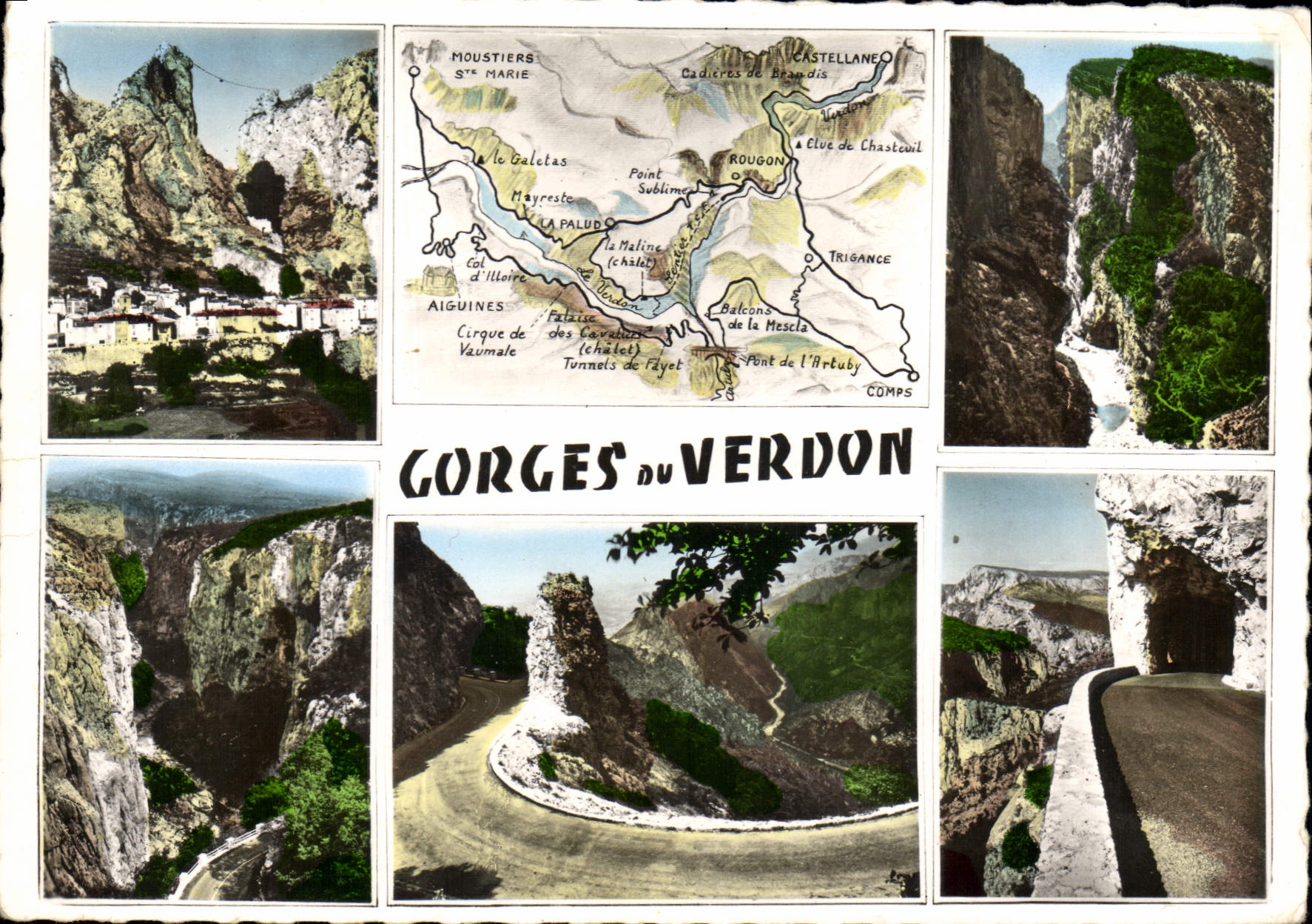Gorges du Verdon — vue panoramique et carte — Éditions Photoguy, Castellane