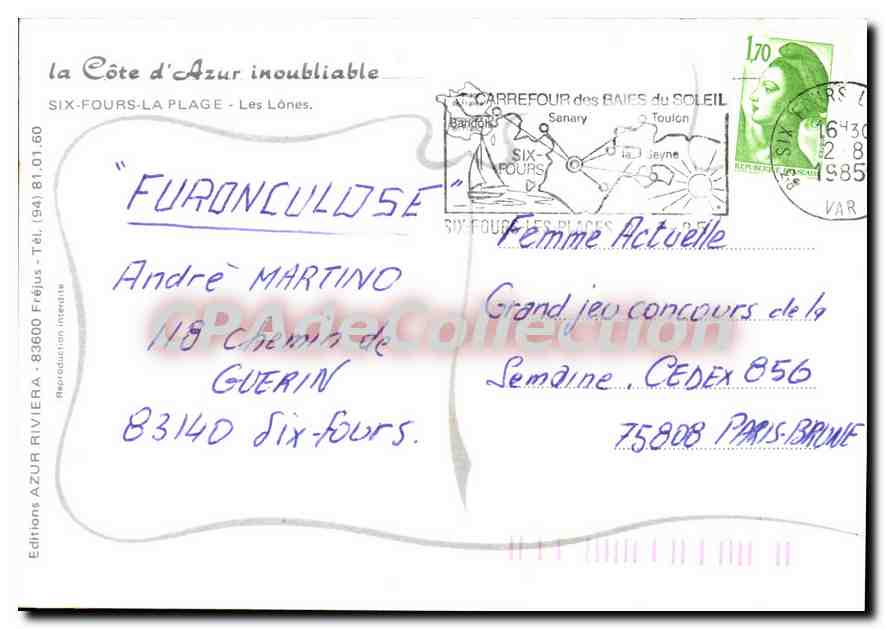 CPSM La Cote D'Azur inoubliable Six Fours La Plage Les Lones  — Verso