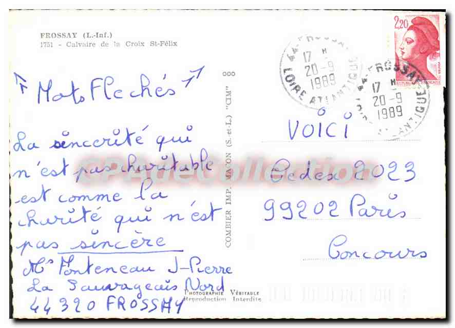 CPSM Frossay L Inf Calvaire de la Croix St Felix  — Back