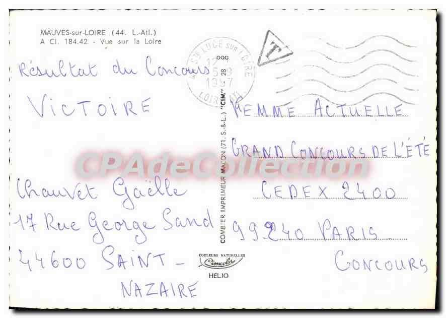 CPSM Mauves sur Loire L Atl Vue sur la Loire  — Back
