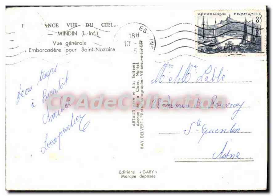 CPSM Mindin L Inf Vue generale Embarcadere pour St Nazaire  — Rückseite