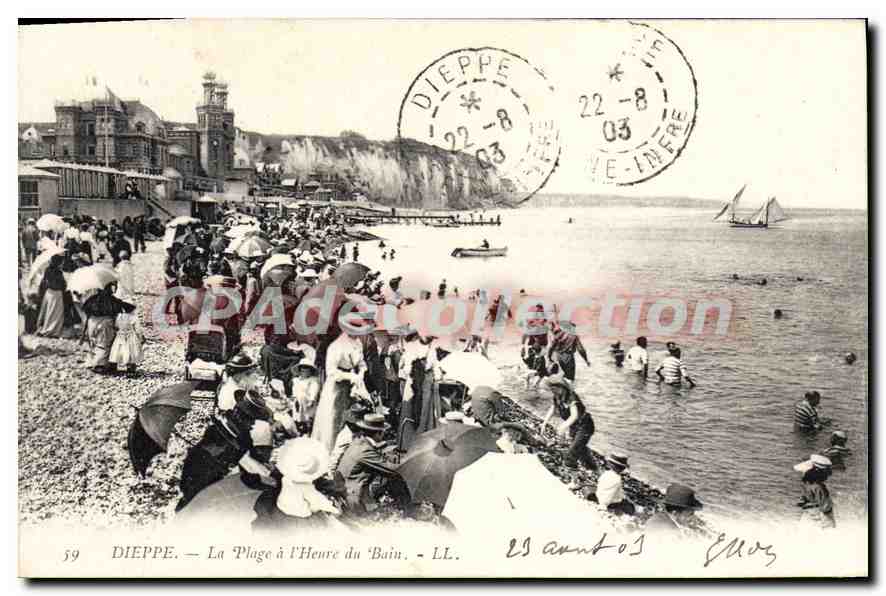 Dieppe — La Plage à l'Heure du Bain — LL. n°59