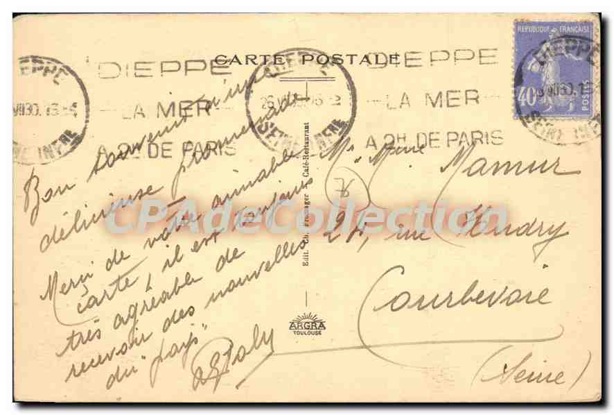 CPA Puys la plage et les Falaises  — Rückseite