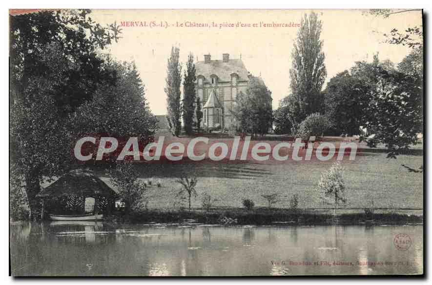 CPA Merval S I le chateau la place d'eau et l'embarcadere 