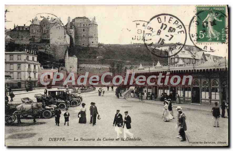 CPA Dieppe la Brasserie du casino et la Citadelle 
