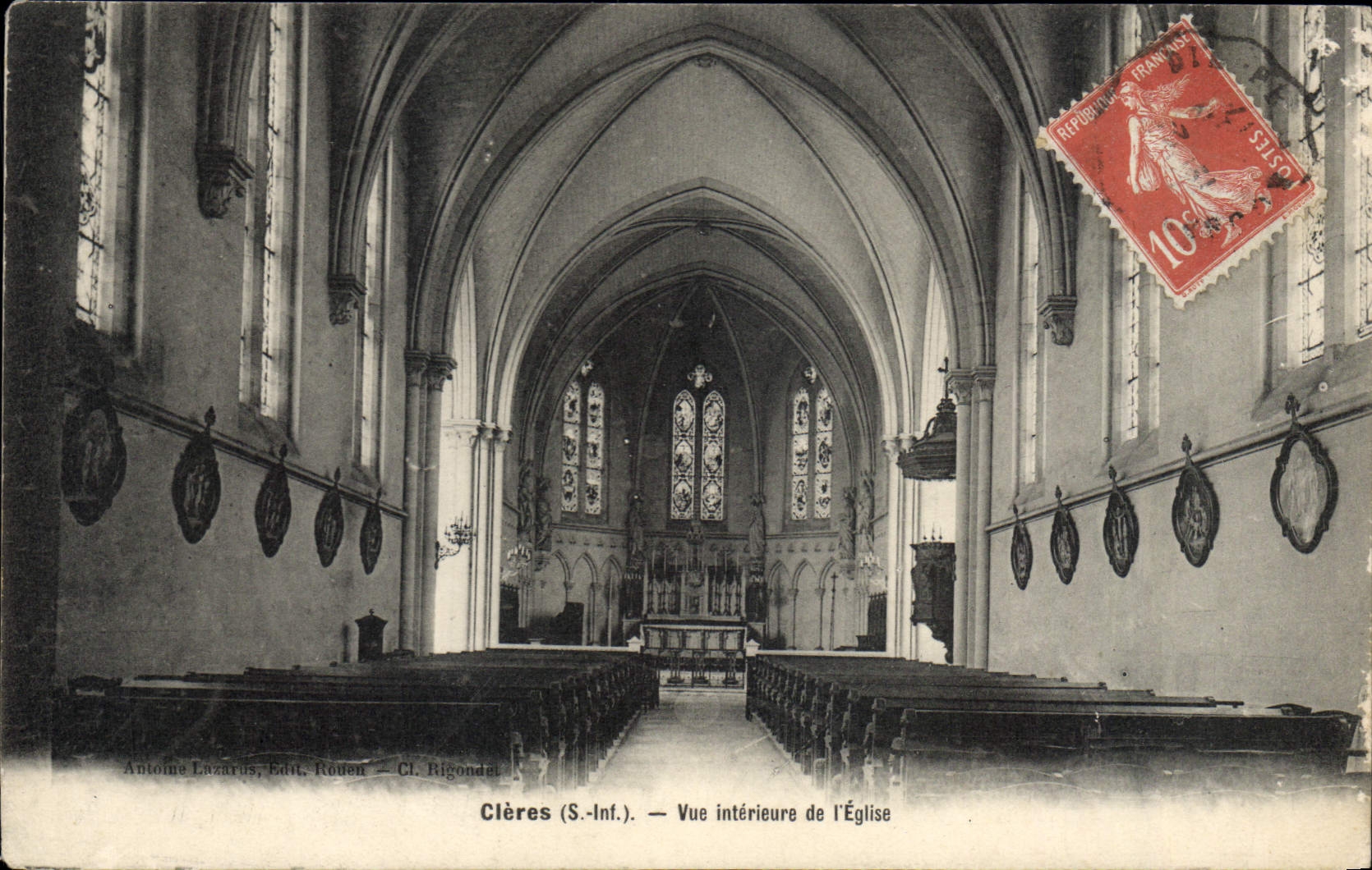 CPA Cleres S Inf vue interieure de l'Eglise 