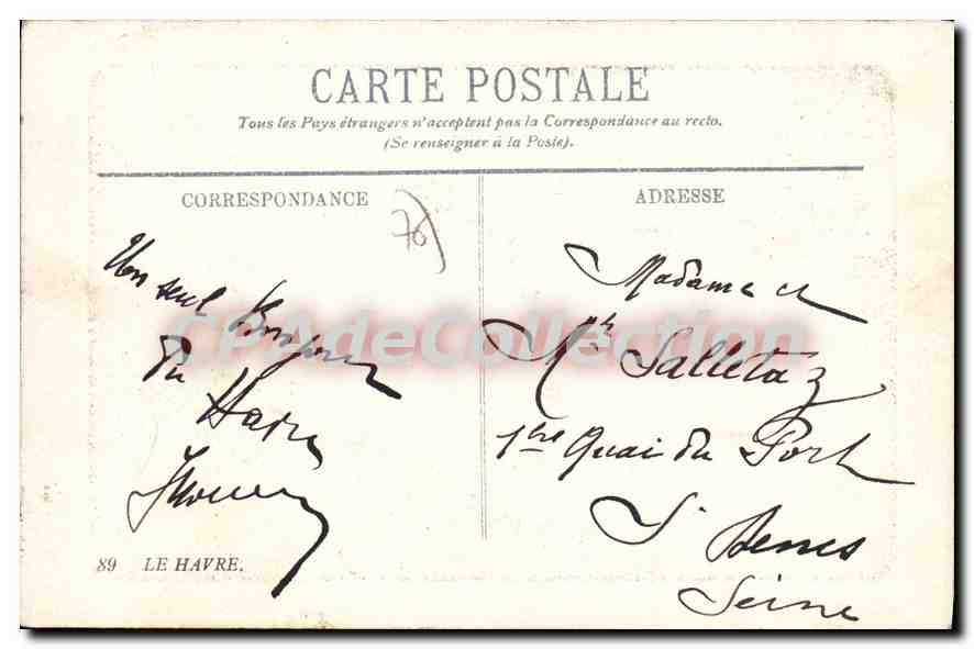CPA Le Havre le boulevard Maritime et la Nouvelle Jetee  — Verso