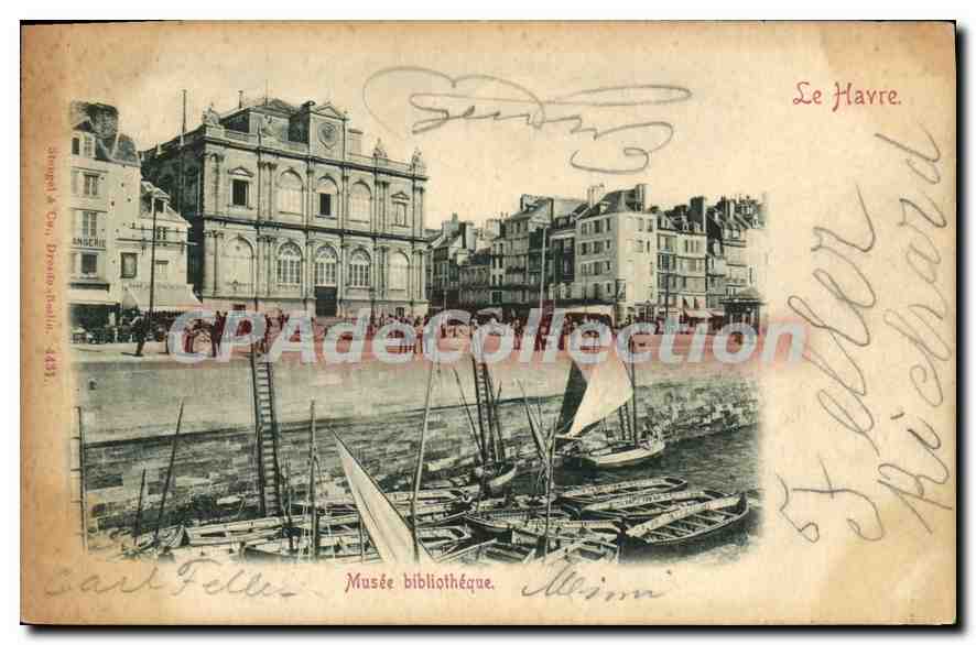 CPA Le Havre Musee bibliotheque 