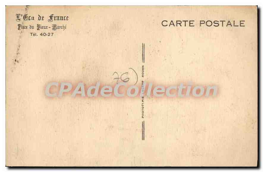 CPA Rouen Anberg de l'Ecu de France  — Rückseite