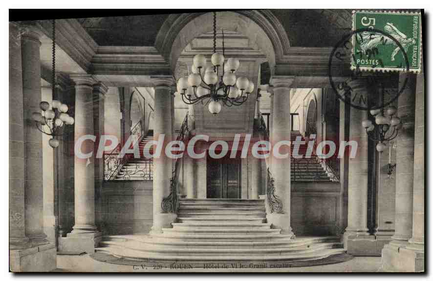 CPA Rouen hotel de Ville grand Escalier 