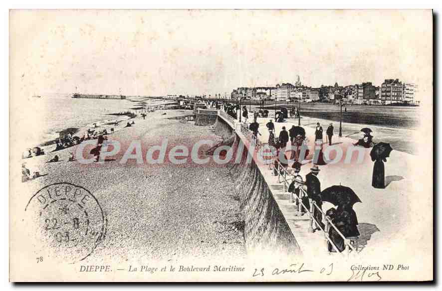 Dieppe — La Plage et le Boulevard Maritime — Collections ND Phot