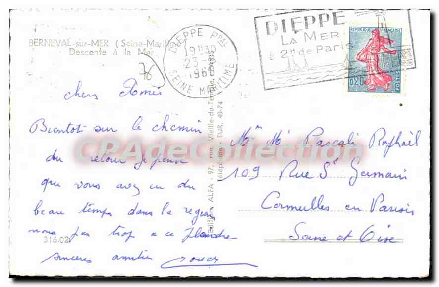 CPA Berneval sur Mer Seine Maritime descente a la Mer  — Rückseite