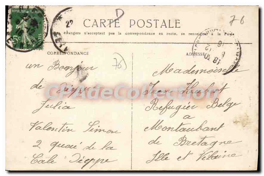 CPA Dieppe les Bains du casino  — Rückseite