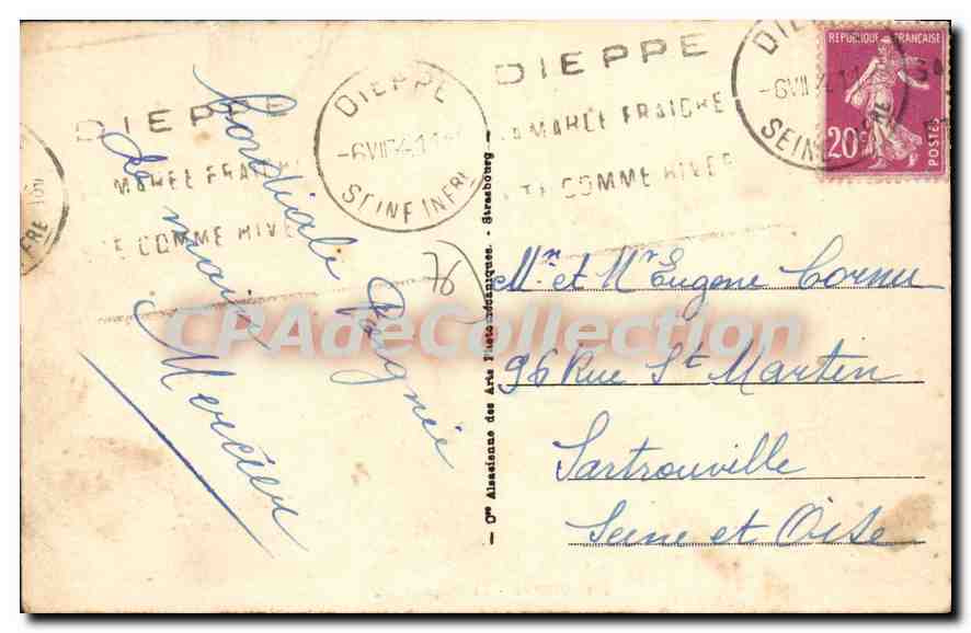 CPA Dieppe la plage  — Rückseite